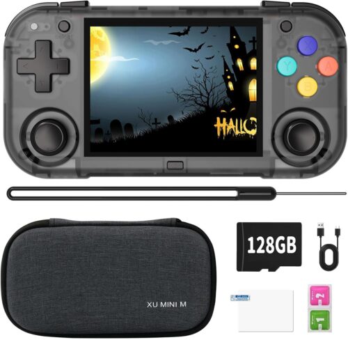 XU Mini M Retro Game Console, 2.8" IPS Screen, 128GB Card, Linux System, TV Output, 2600mAh Battery - Black