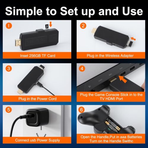 Wireless Retro Game Console Stick, 4K Plug & Play TV Video Game Stick