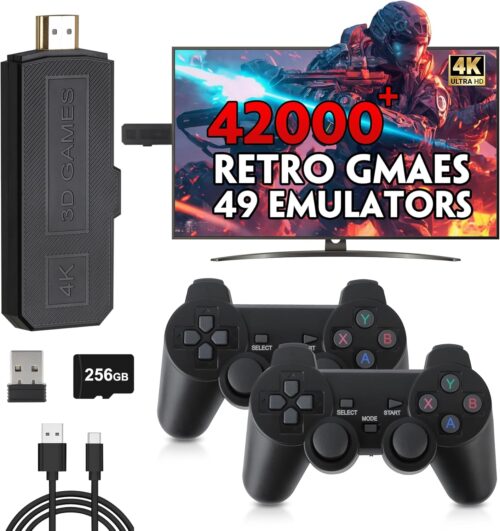 Wireless Retro Game Console Stick, 4K Plug & Play TV Video Game Stick