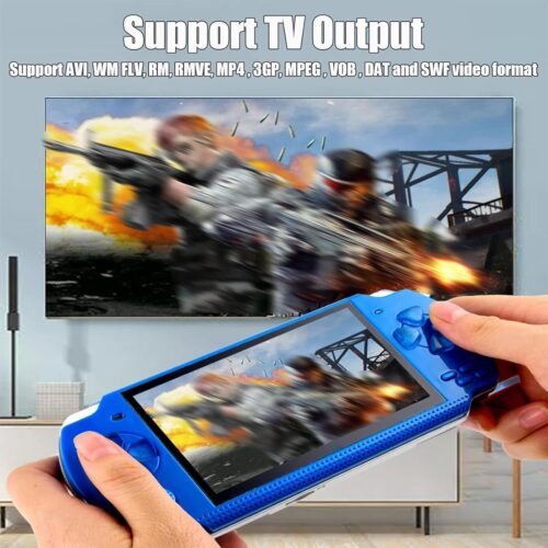 Handheld Game Console with 1200 Games, 4.3’’ HD Screen, Dual Joystick, TV Output (Blue)