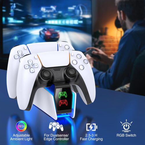 PS5 Dualsense Controller Charger Station with LED Light Dual Stand