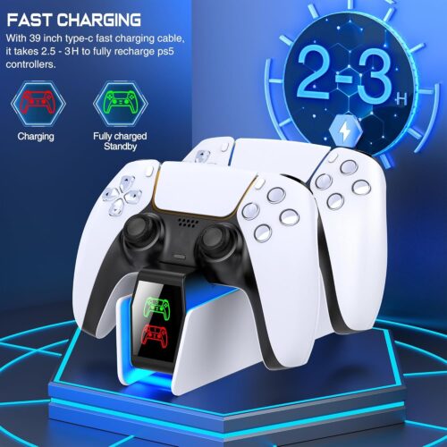 PS5 Dualsense Controller Charger Station with LED Light Dual Stand