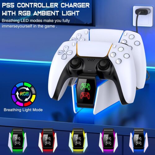 PS5 Dualsense Controller Charger Station with LED Light Dual Stand
